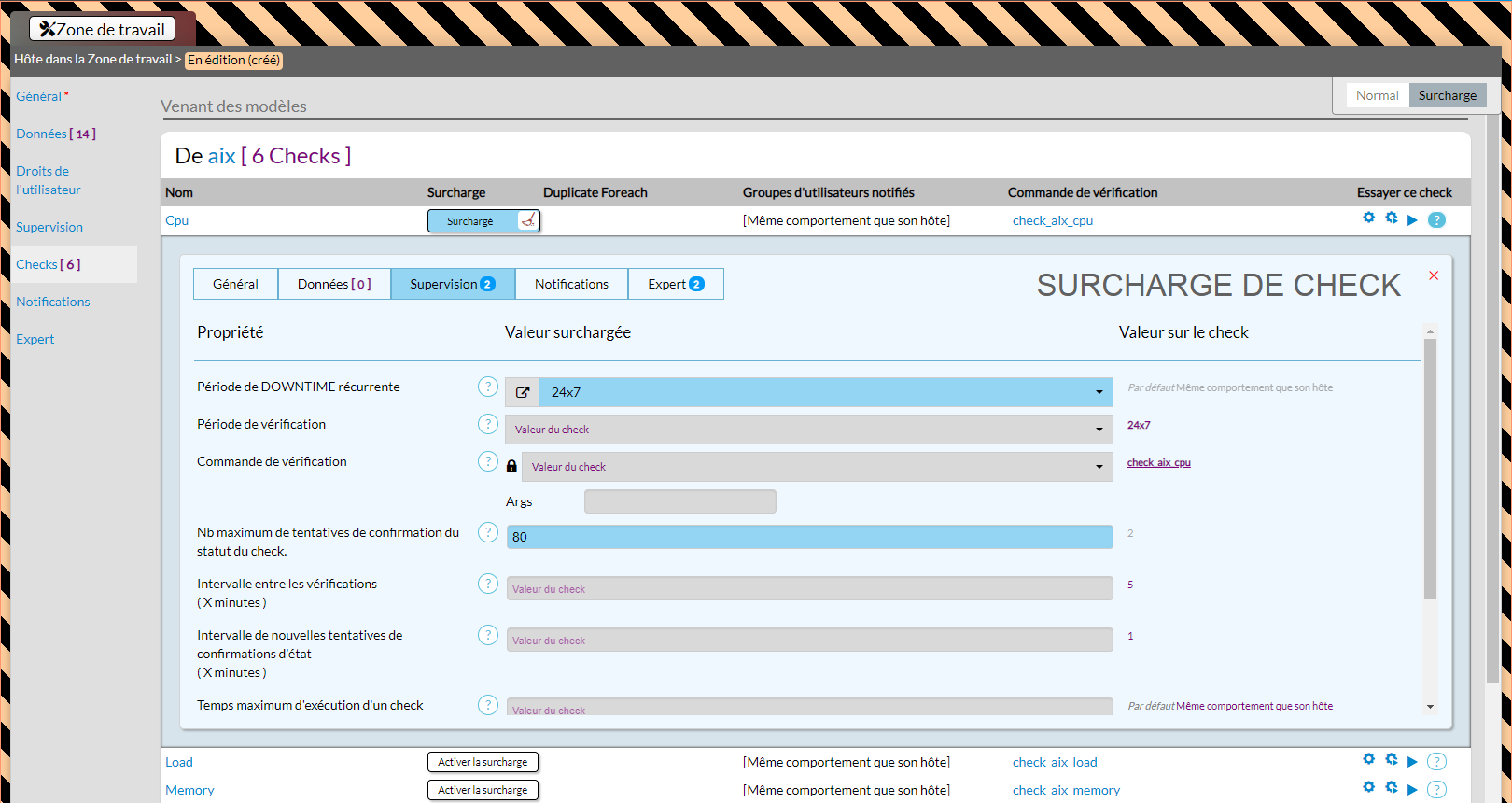 Vue d'ensemble du formulaire de surcharge